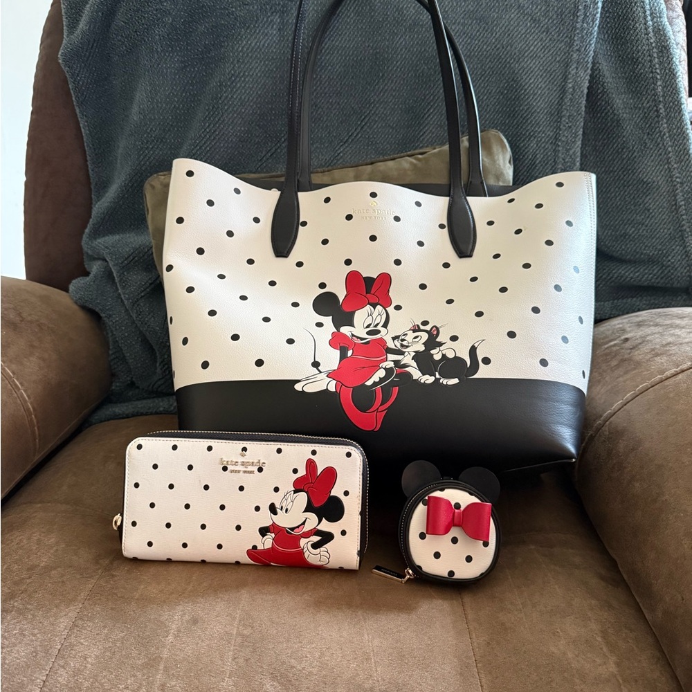 Kate Spade Disney Minnie Mouse Black and White Tote Set